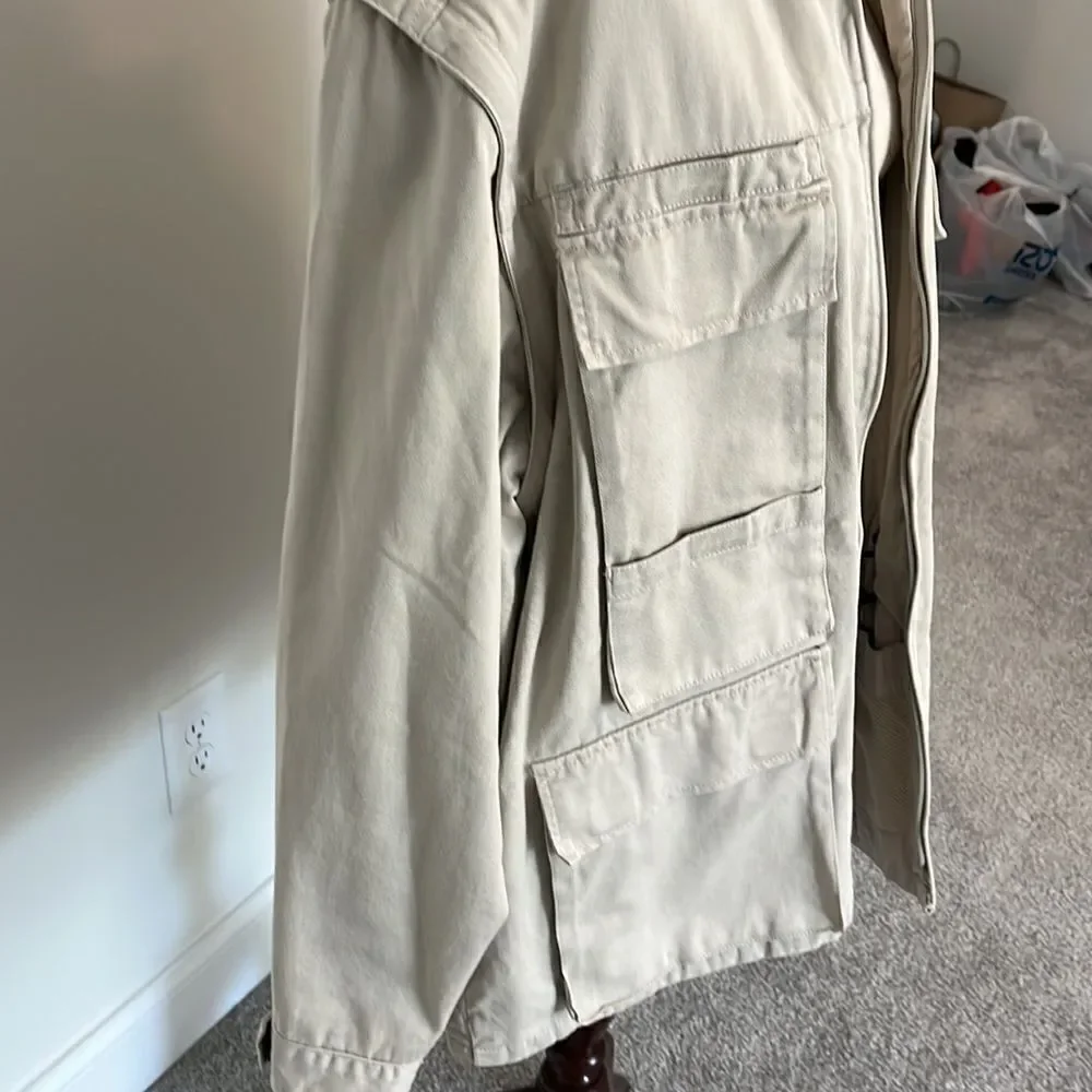 BANANA REPUBLIC Cotton Hooded Convertible Cargo Safari travel paparazzi Jacket-L